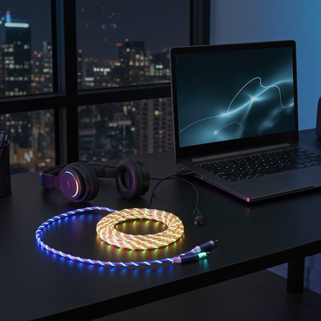 3 In 1 LED Fast Charging Cable Adapter For  Micro USB Type C Charger