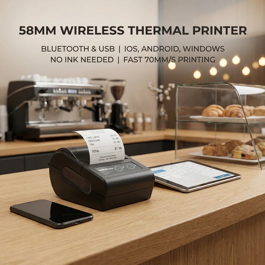 58mm Mini Portable Bluetooth Thermal Printer Wireless Receipt Ticket Bill Printers for Android iOS Laptop Windows POS Terminal