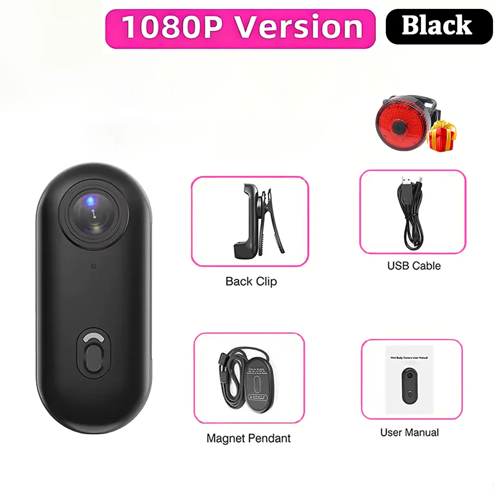 New Mini 4K/1080P HD WiFi Sports Camera 1080P POV Vlog Recorder Magnetic Mount for Helmet Motorcycle Bicycle Daily Vlogging